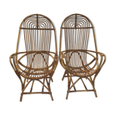 Paire de fauteuils rotin