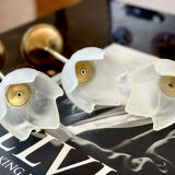 3 glass and brass candle holders