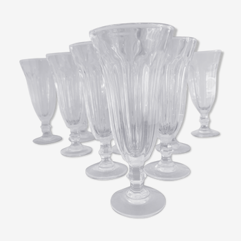 11 crystal champagne flutes, old and blown