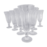 11 crystal champagne flutes, old and blown