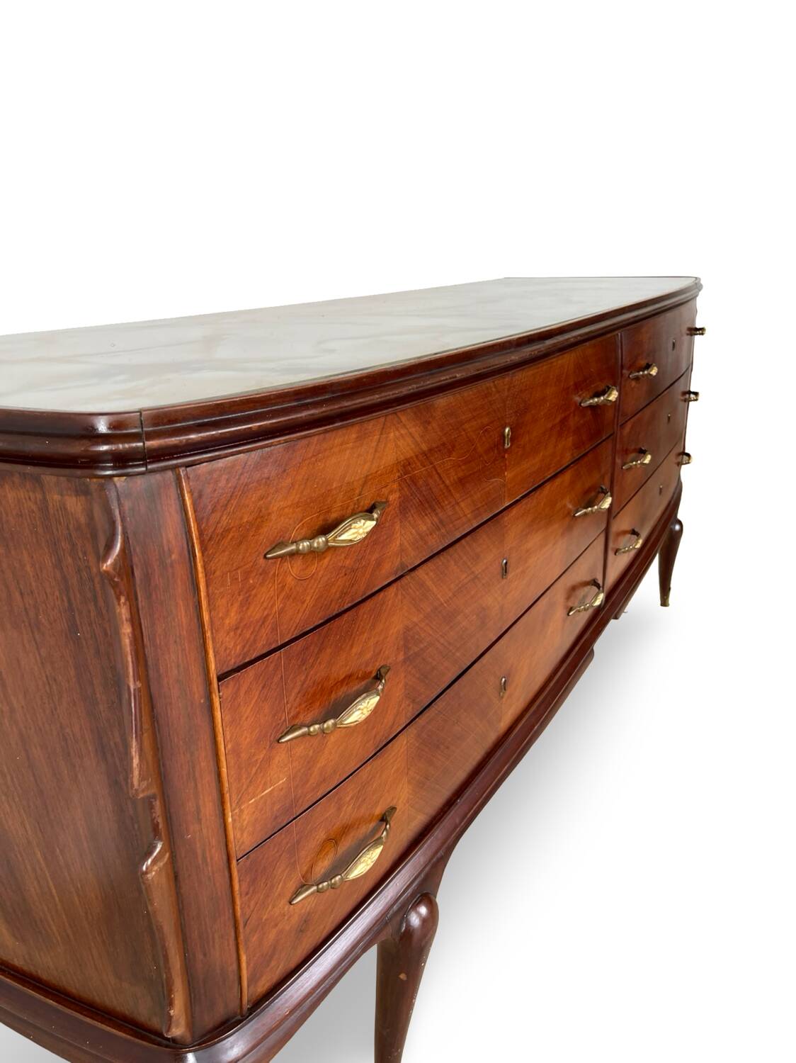 Commode en placage de palissandre avec plateau en onyx vert