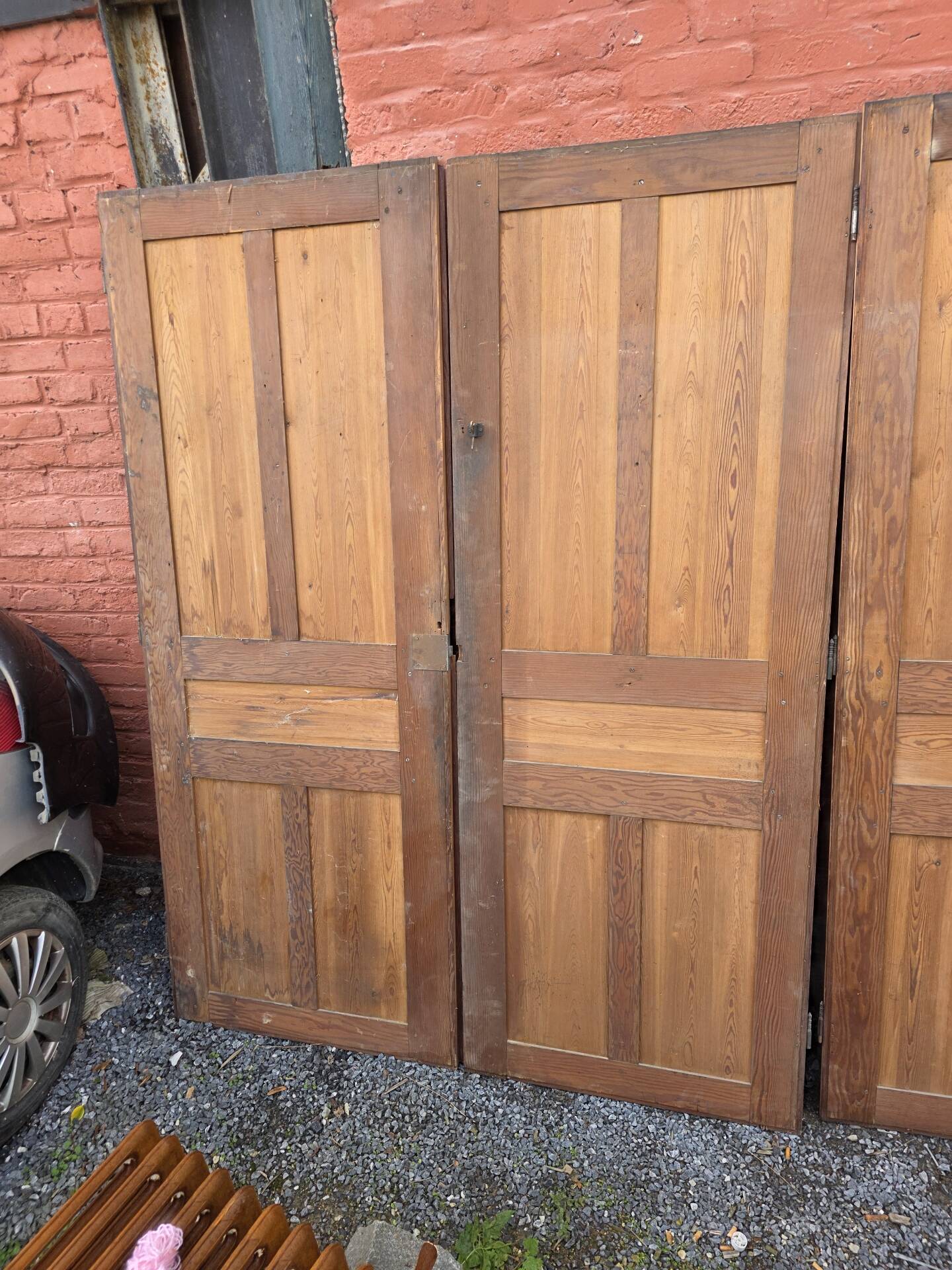 4 old cupboard doors in pitch pine
