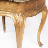 Rococo side table with marbled tabletop and frame of gilded wood, 1860s