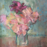 Table HST "Bouquet of flowers" ec. impressionist signed Lorenté + frame