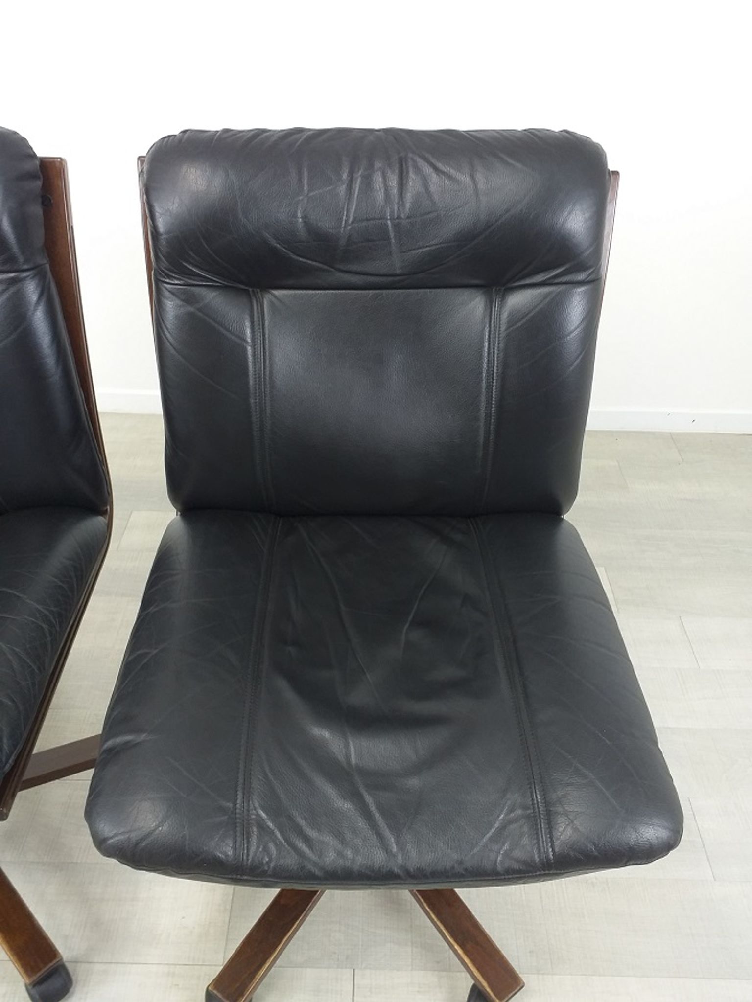 Vintage 1970s leather office armchair Scandinavian design