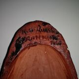 Signature glazed terracotta mask to identify in the taste of vintage accolay 1960 1970