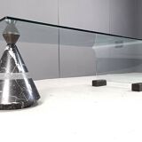 Postmodern black marble and glass coffee table, 1980s