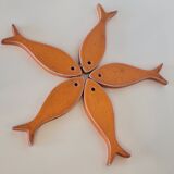 Orange glazed ceramic trifle 5 fish