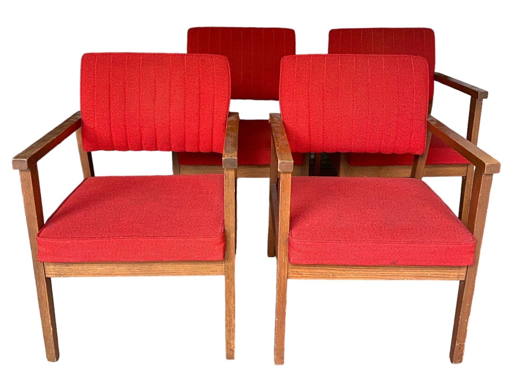Set of 4 red armchairs - 70s