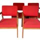 Set of 4 red armchairs - 70s