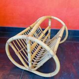 1960s rattan magazine rack
