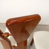 70's brutalist dining chairs in oak with bouclé fabric