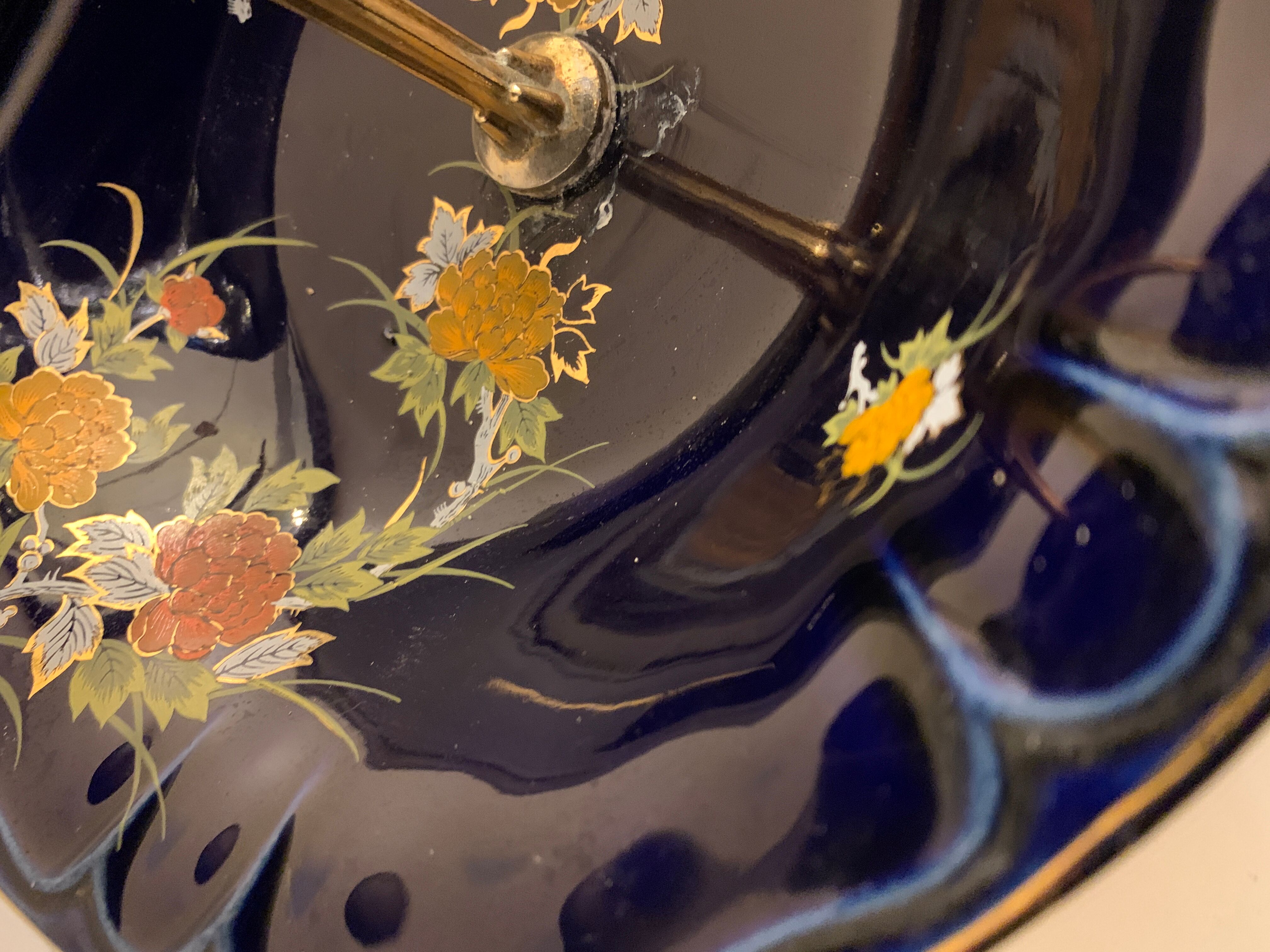 Cobalt blue porcelain display or servant, 3 floors