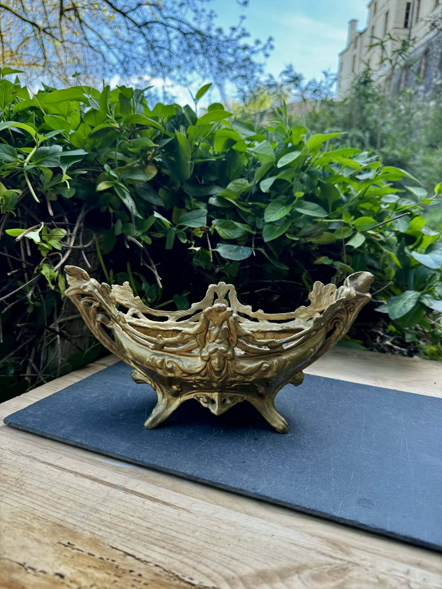 Brass planter woman Art Nouveau