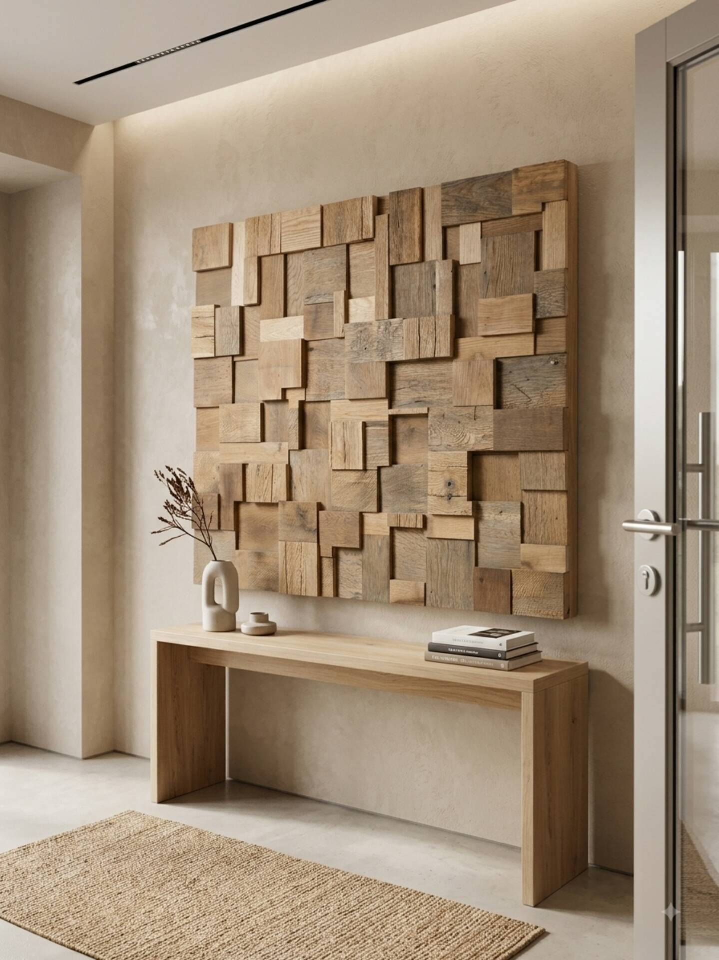 Decorative wall panel in solid oak