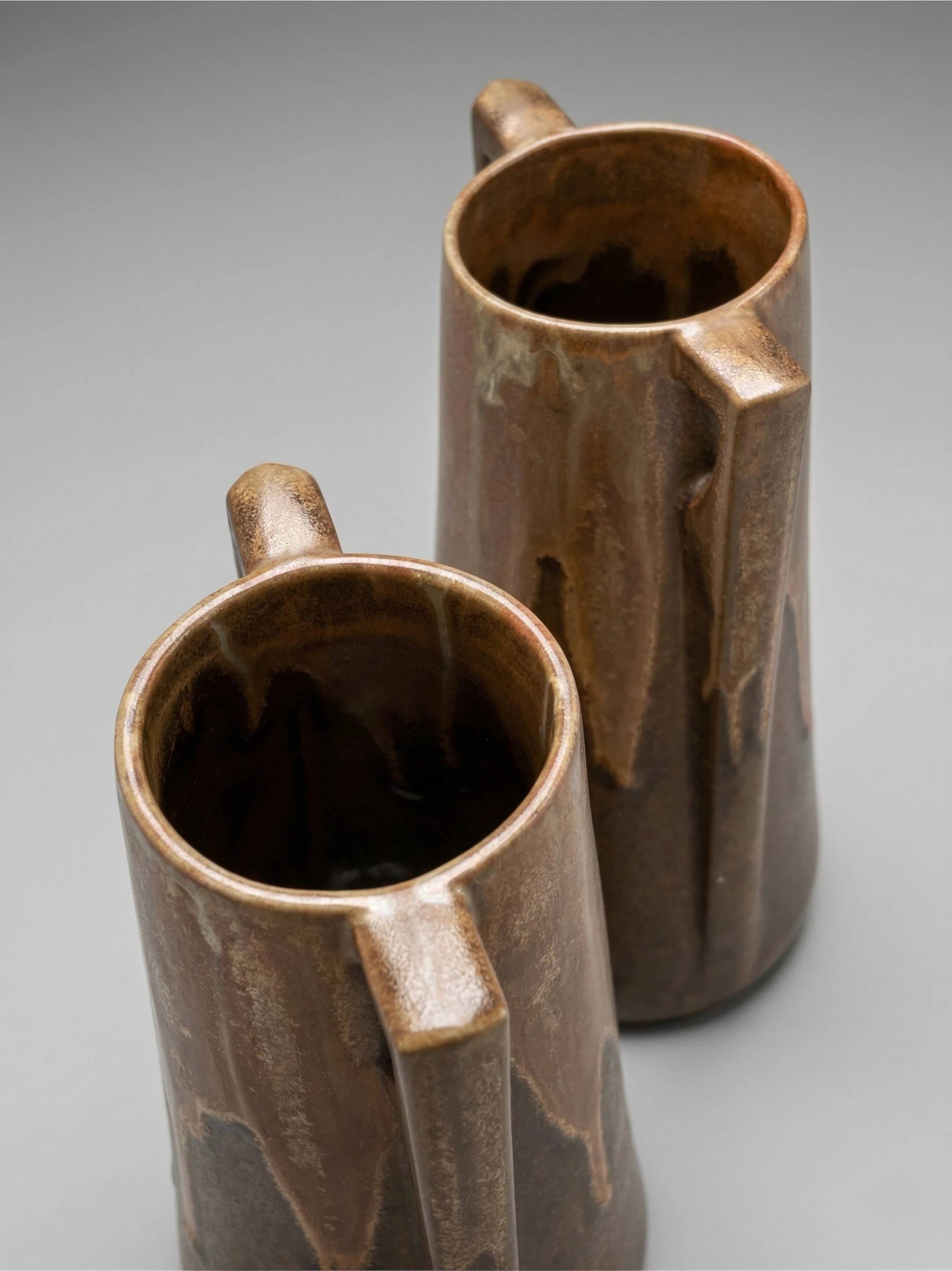 Pair of Denbac vases model 244 – vintage glazed French ceramics