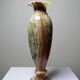 Vintage baluster vase in green striped onyx, Italy, mid-century.