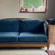 Jean Roche Vintage Wood and Velvet Sofa