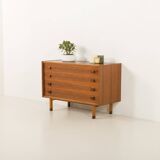 Italian mid century extra wide walnut chest of drawers