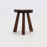 Artisan Stained Pine Stool France 1950s