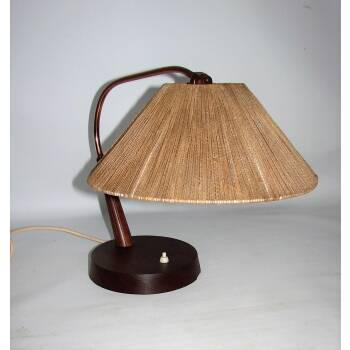 Temde table lamp, Switzerland, 1960s | Textile, brass and cord lampshade |