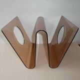 Magazine rack in plexiglas smoked 70s
