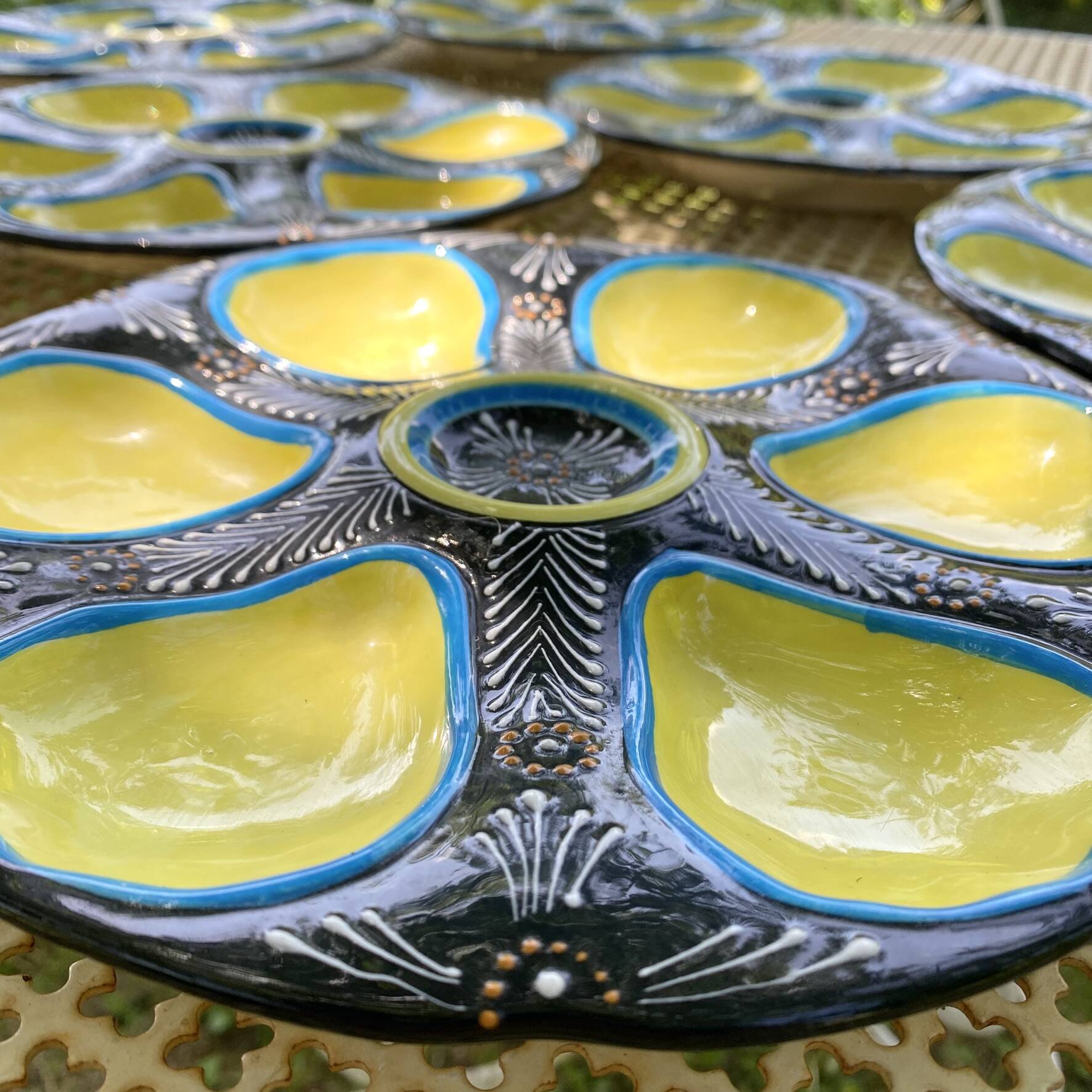 Oyster plates Quimper tableware or wall decoration