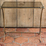 Bout de canapé table basse fer forgé et verre