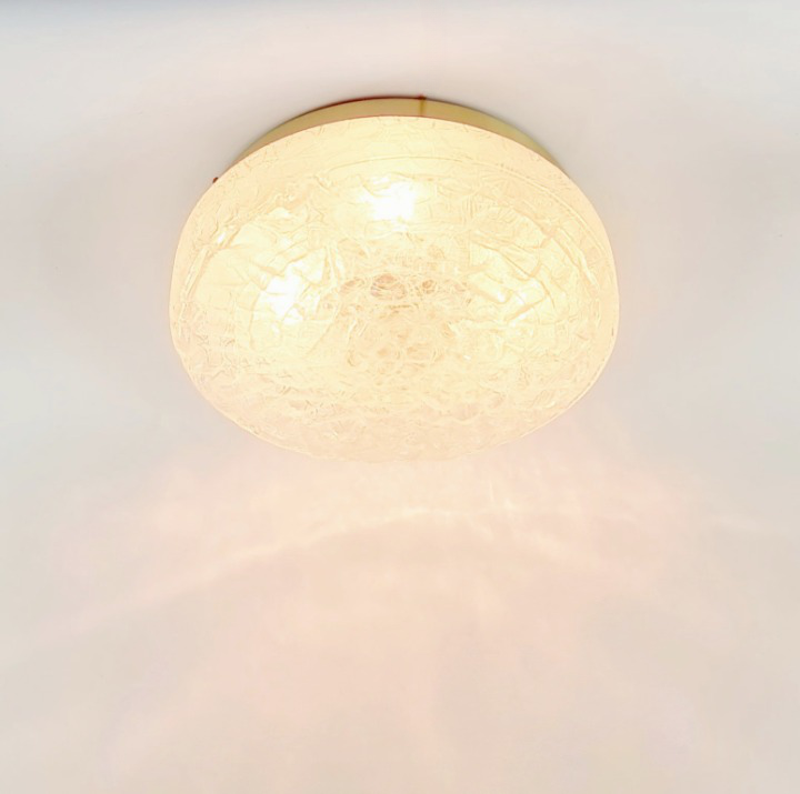 Large Murano Ice Glass Flush Mount/Ceiling Light from Doria Leuchten, Germany, 1960s