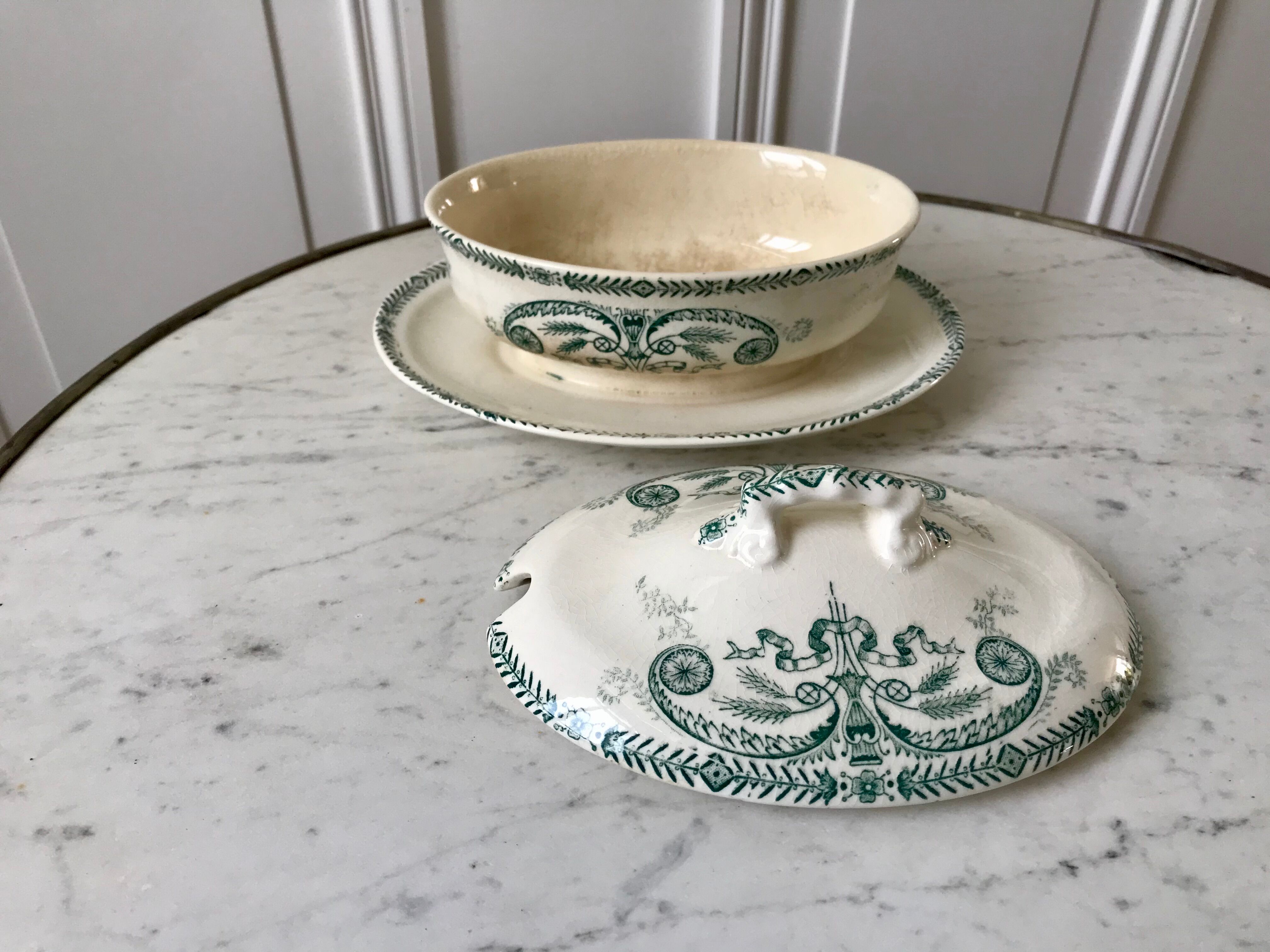 saucière Terre de Fer Longwy model Empire late nineteenth
