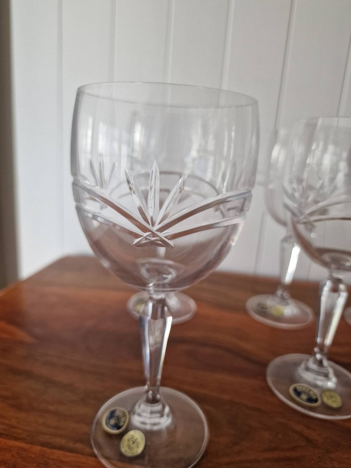 6 antique bohemia crystal glasses