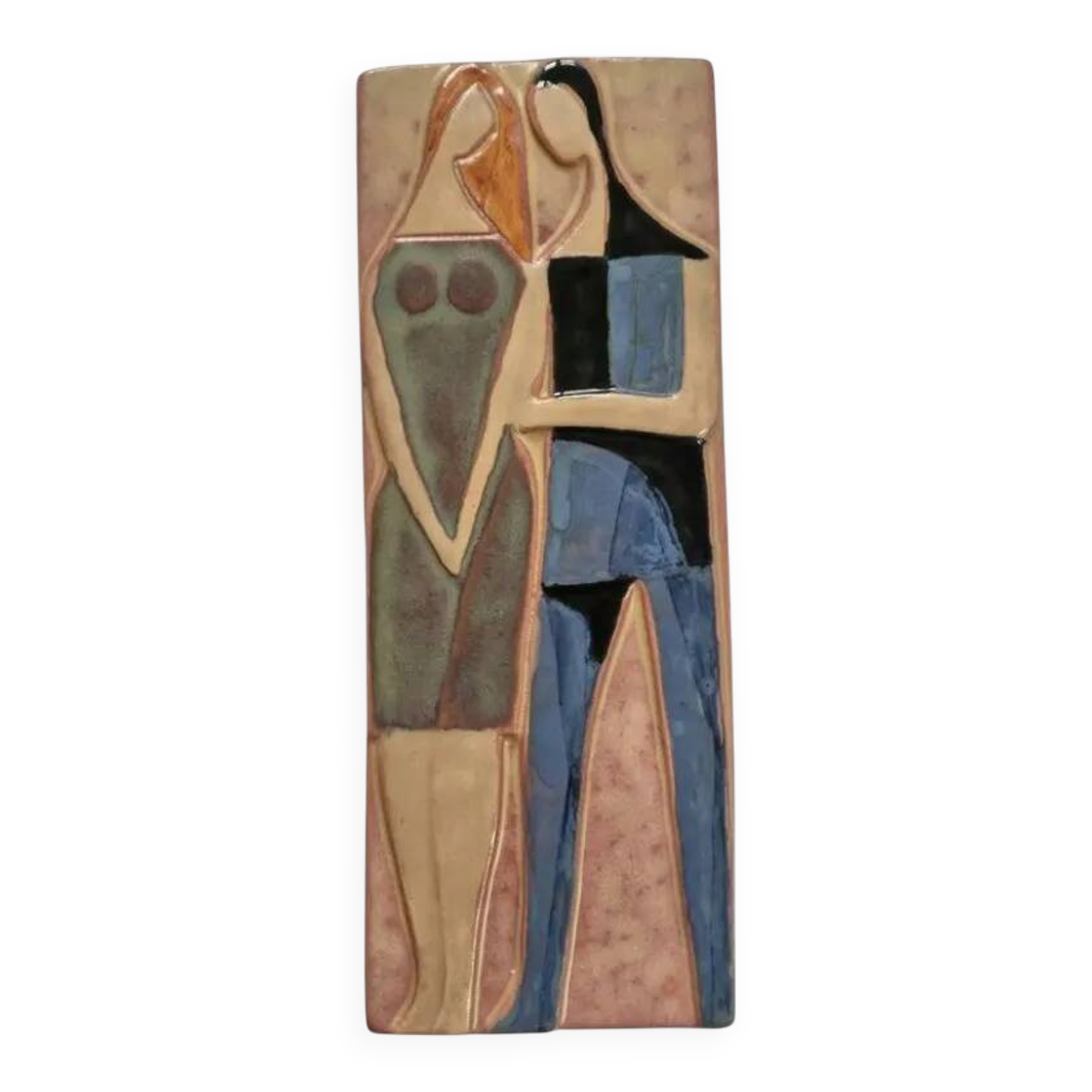 Rare Midcentury Ceramic Wall Sculpture Lovers, 1970s