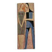 Rare sculpture murale en céramique des années 70, amoureux.