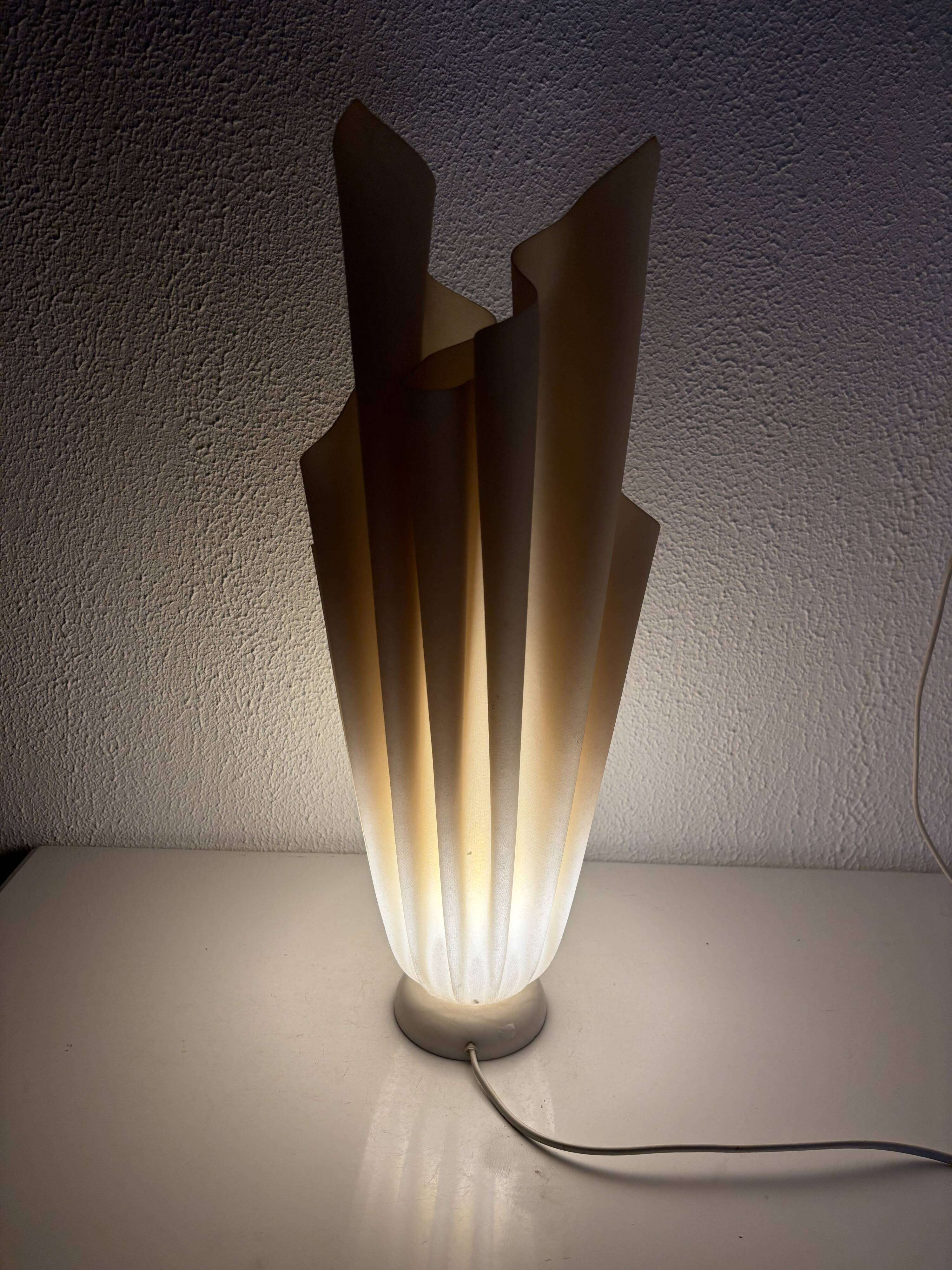 Vintage 1970 Athéna lamp by Georgia Jacob, draped in light salmon - 50 cm