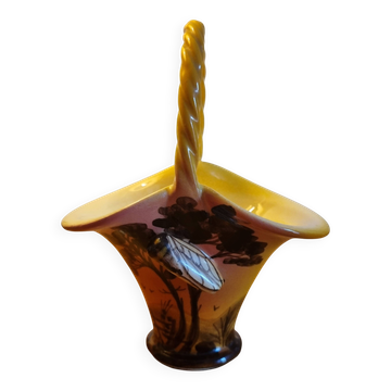 basket-shaped ceramic bowl in Provençal style with cicada
