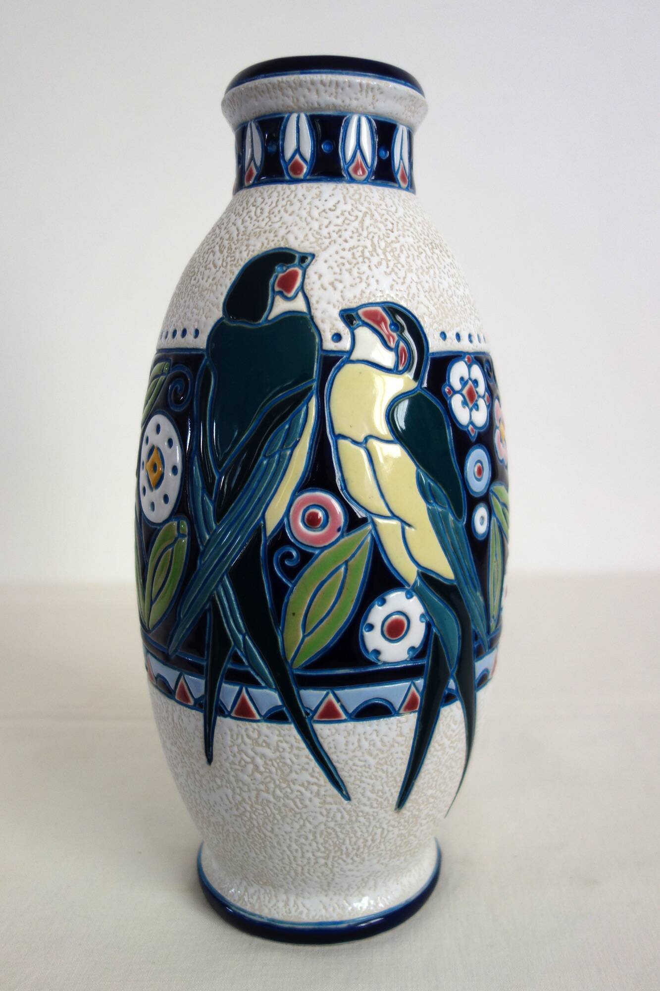 Vase art nouveau céramique émaillée par Amphora, Bohème, 1920