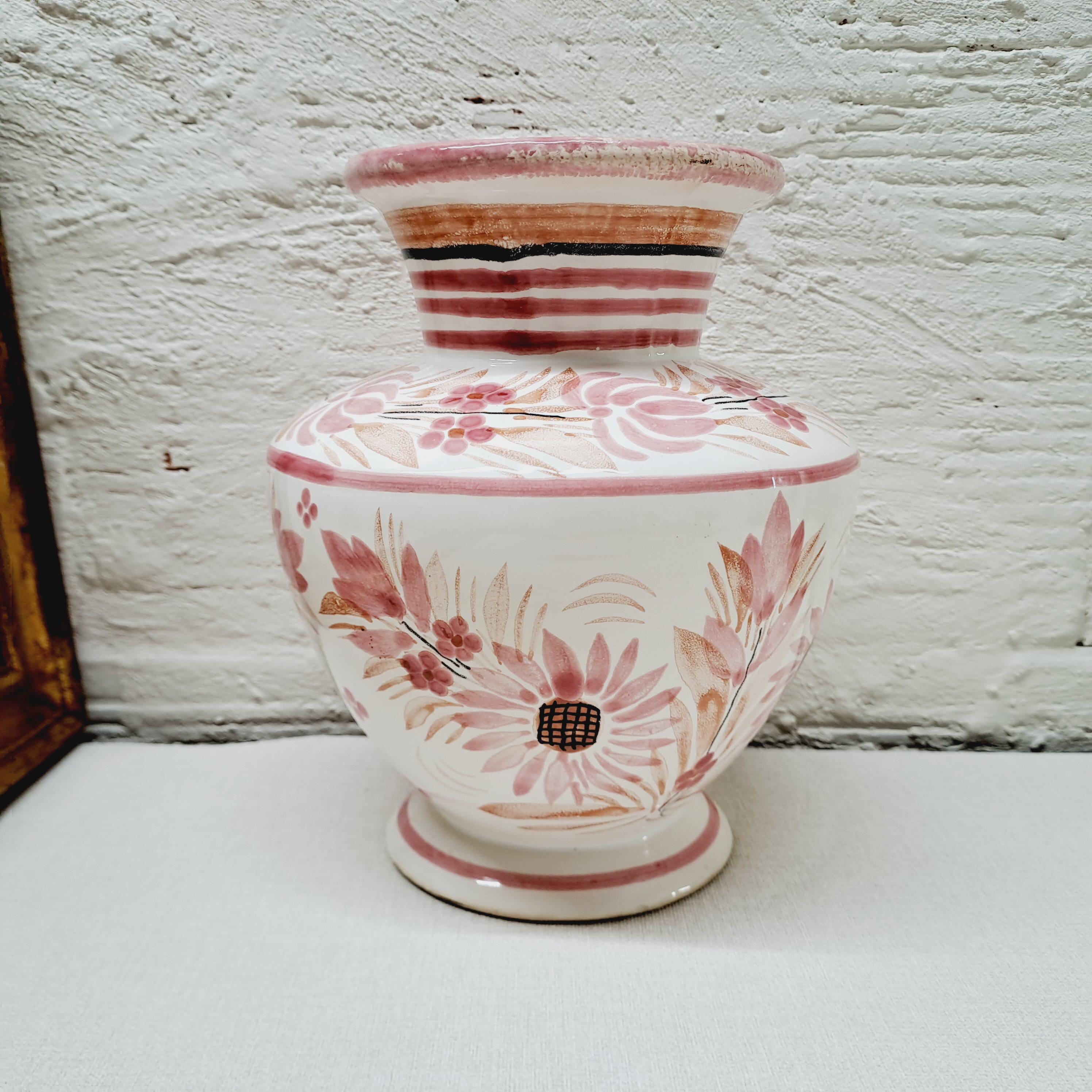 Quimper vase pink flowers