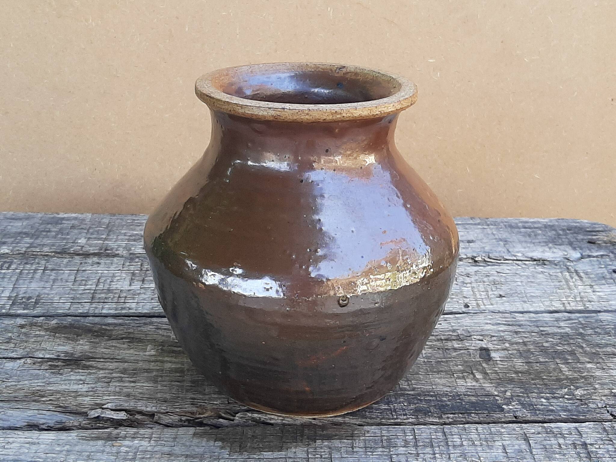 Vintage 1970s glazed stoneware vase