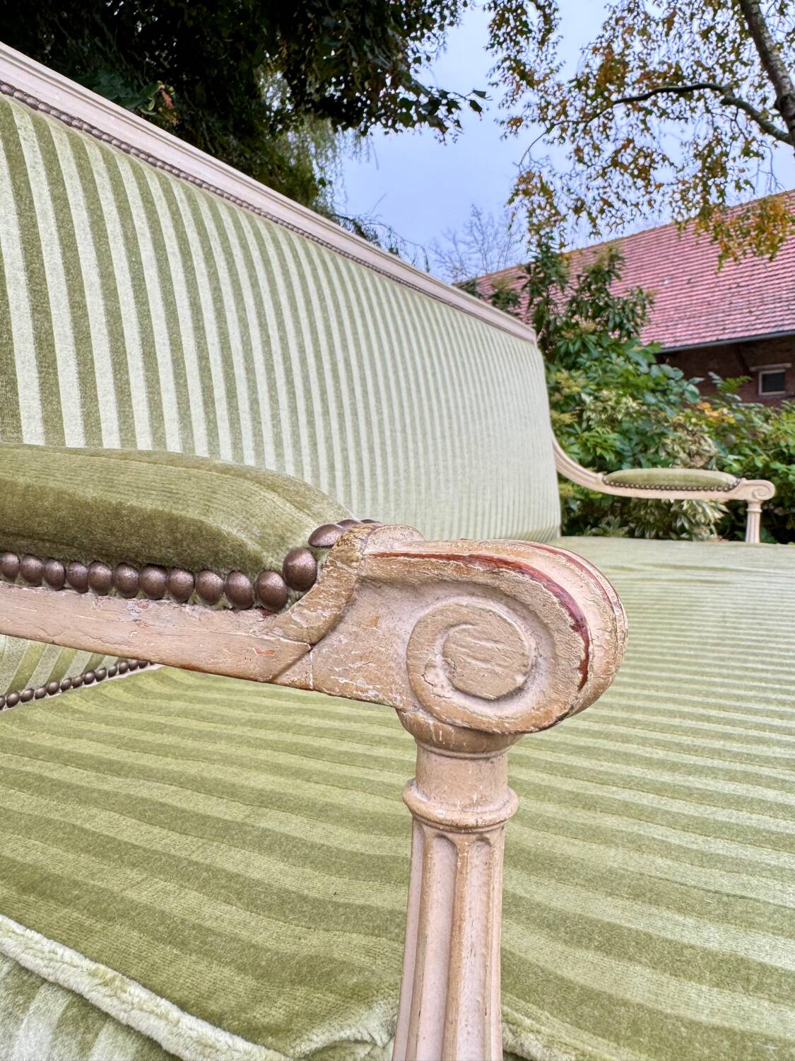 Louis XVI Period Lacquered Wood Bench, 18th Century