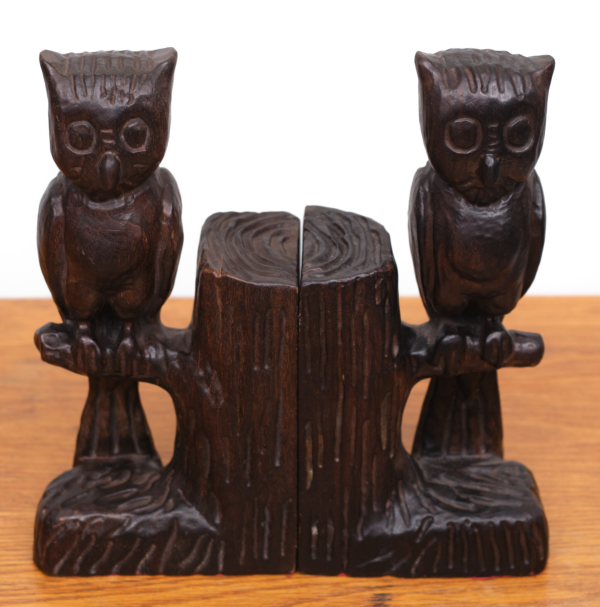 Vintage Owl Bookends Wood Spain, 1960s