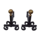 Pair of cast iron pegs with 2 balls in gilded metal L 40 cm