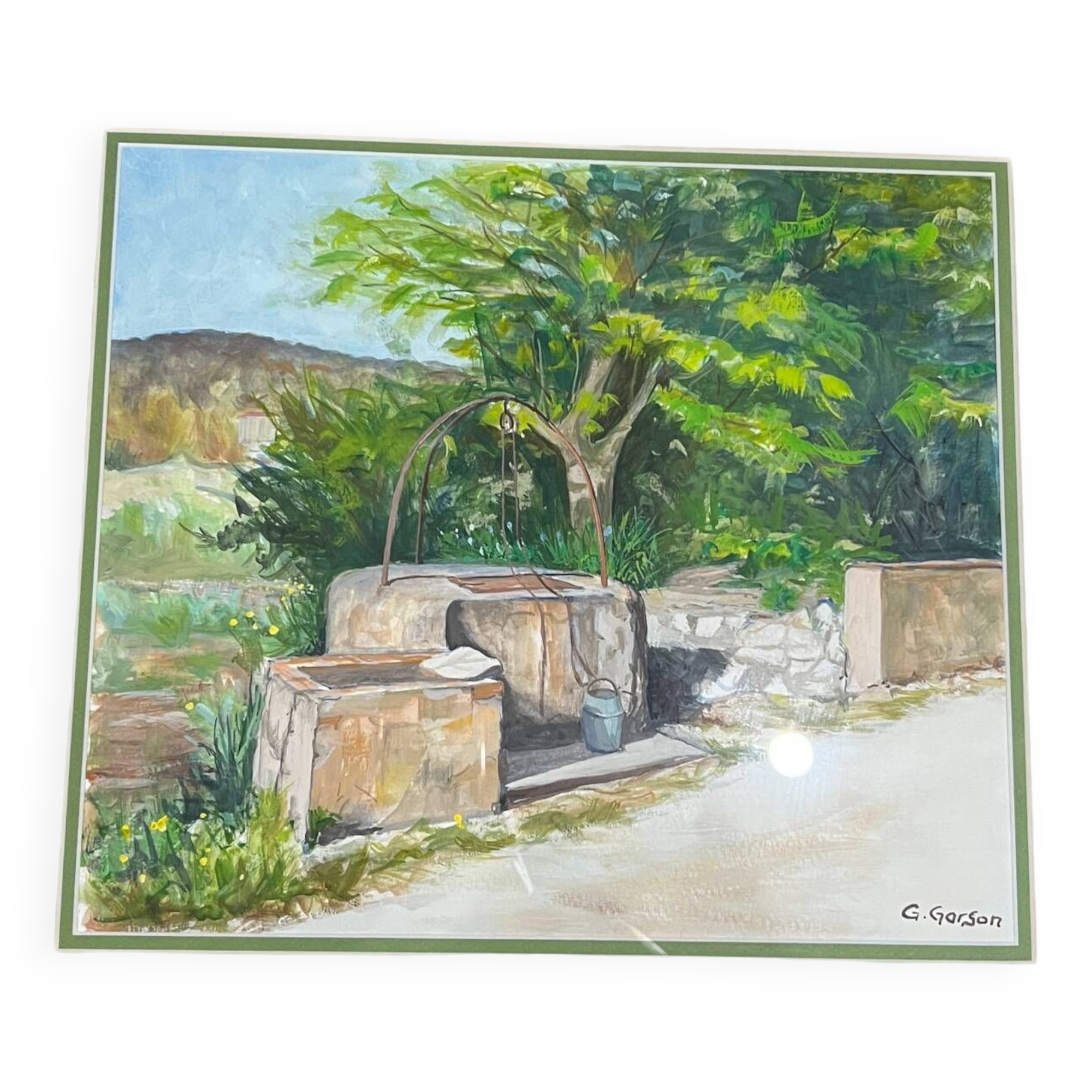 Watercolor landscape: “old Provencal wells”