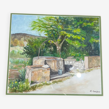 Paysage aquarelle : « vieux puits provençaux »