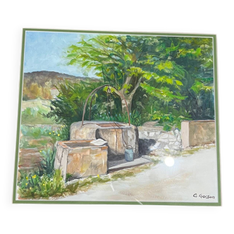 Watercolor landscape: “old Provencal wells”