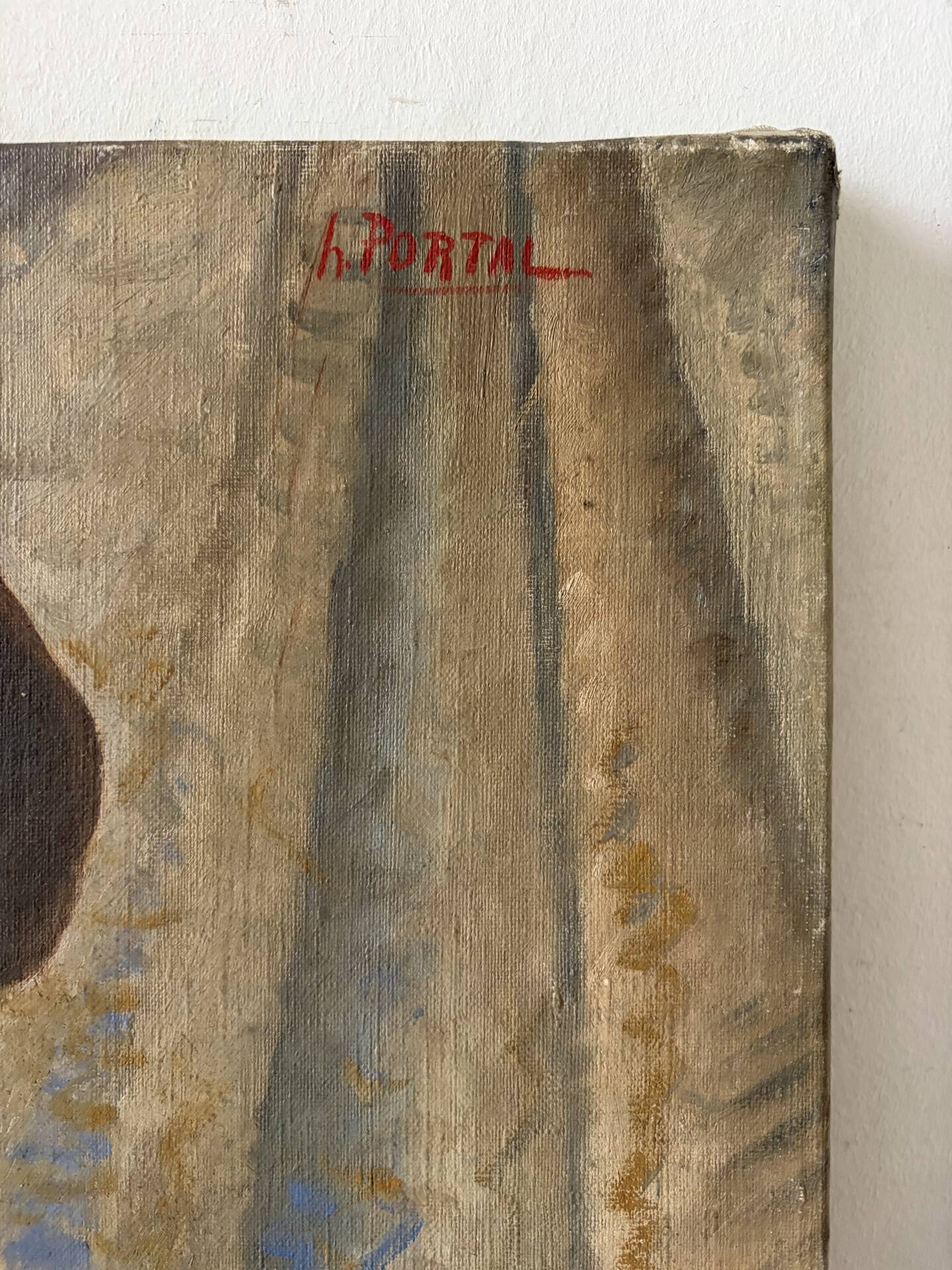 Profile of a woman, oil on canvas signed Henry Portal.