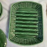 Flat earthenware asparagus set and 8 Sarreguemines plates