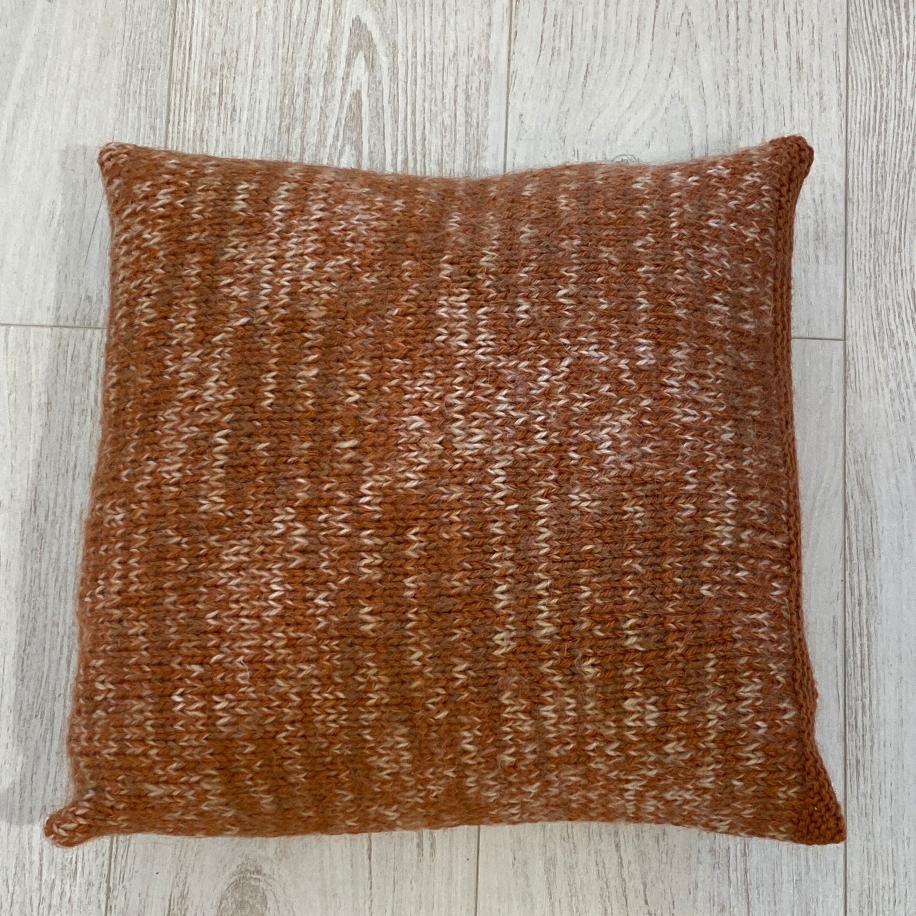 Pair of retro terracotta wool knit cushions