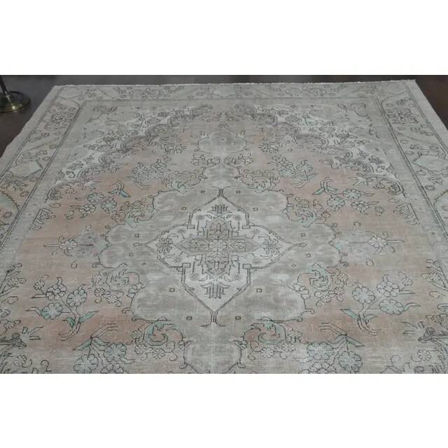 1970s Vintage Persian Handmade Wool Cotton Orange Area Rug 243x314