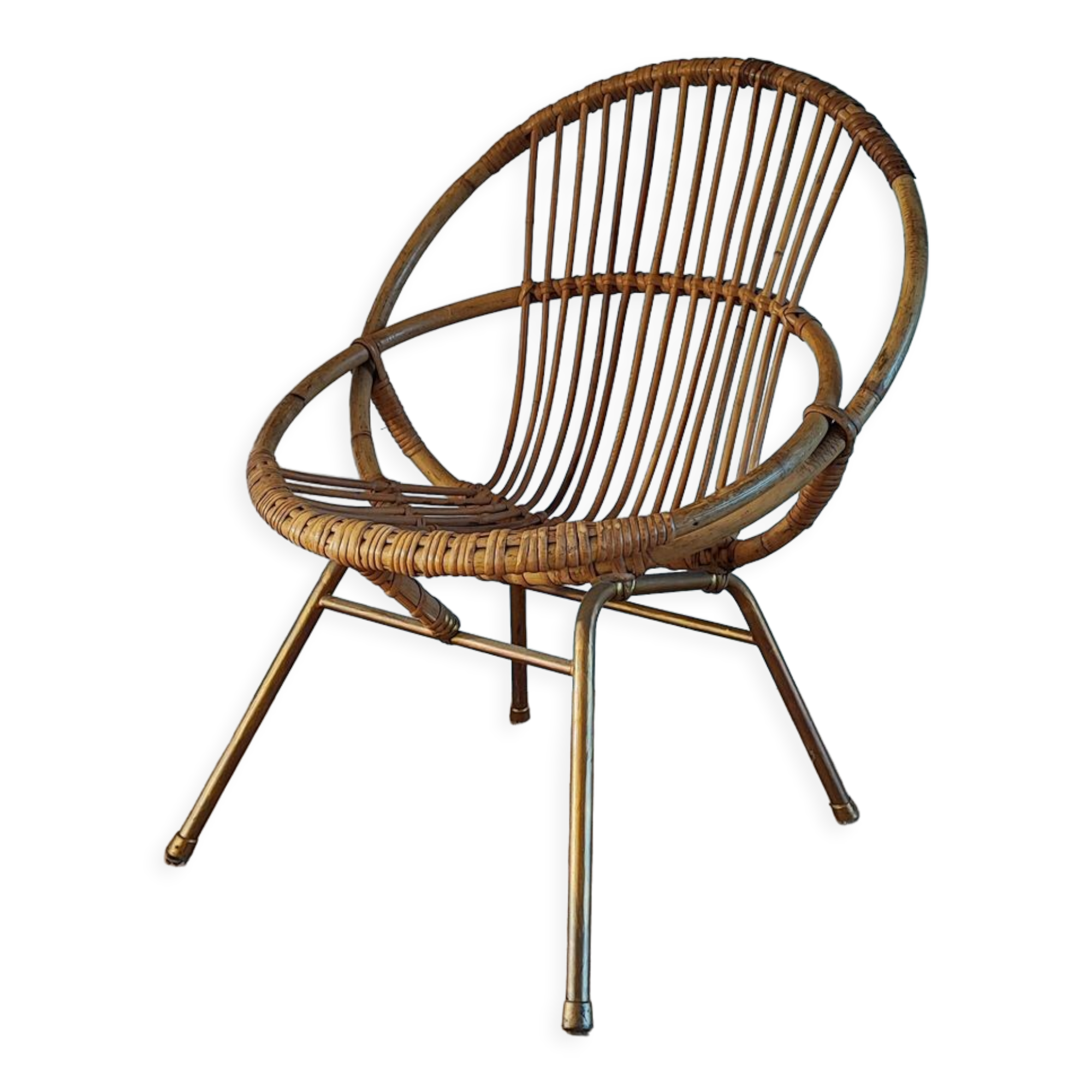 Rattan shell armchair