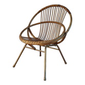 Fauteuil coquille en rotin